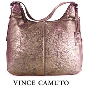 Vince Camuto Riley metallic brushed bubble lamb leather hobo purse shoulder bag